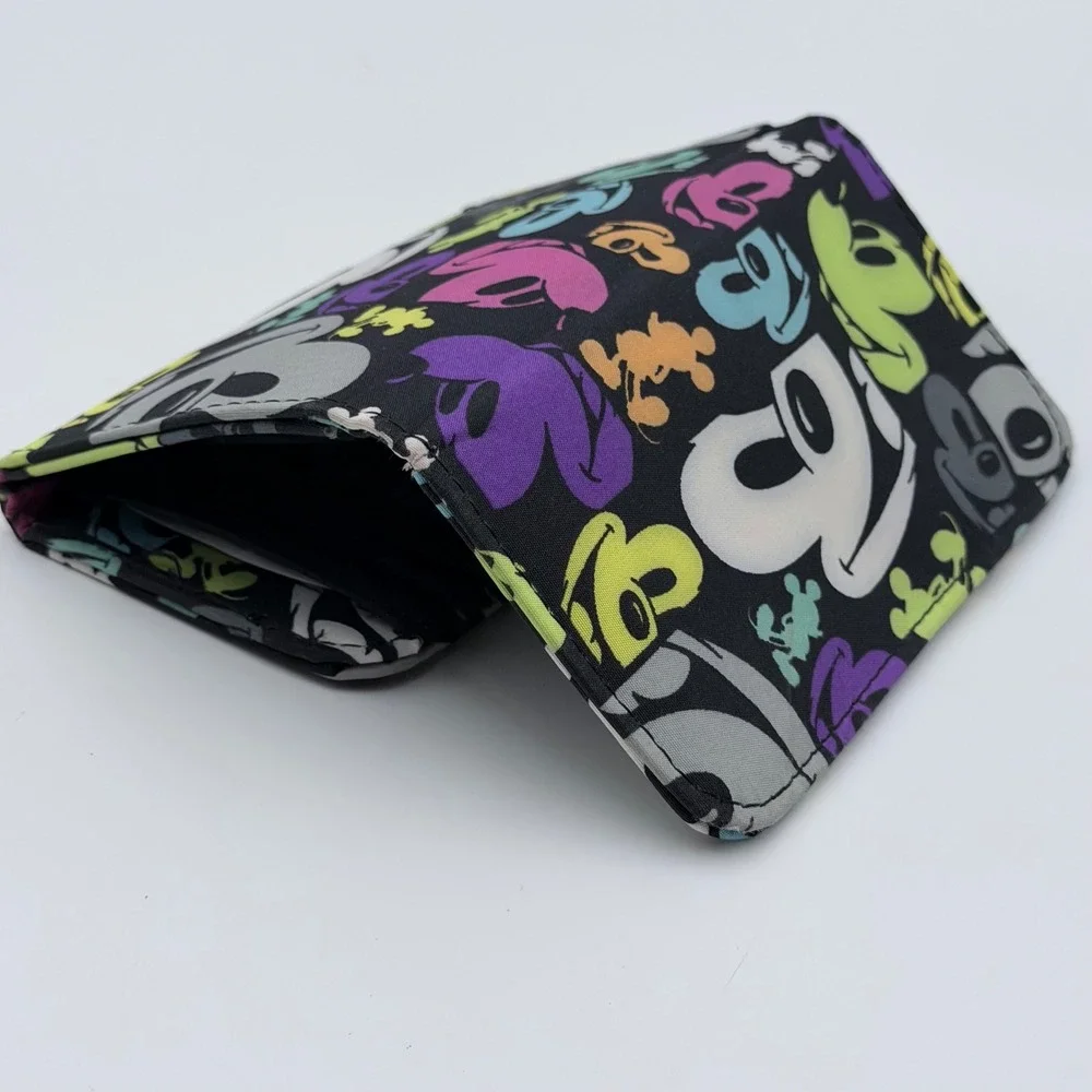 Disney Parks Mickey Mouse Pop Art Trifold Wallet Black Multi Color Polyester